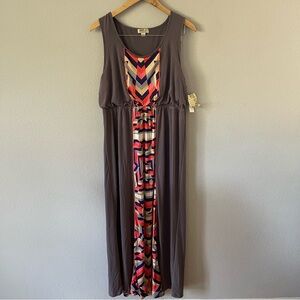 Live and Let Live Mauve Multicolor Geometric Maxi Dress Size XL